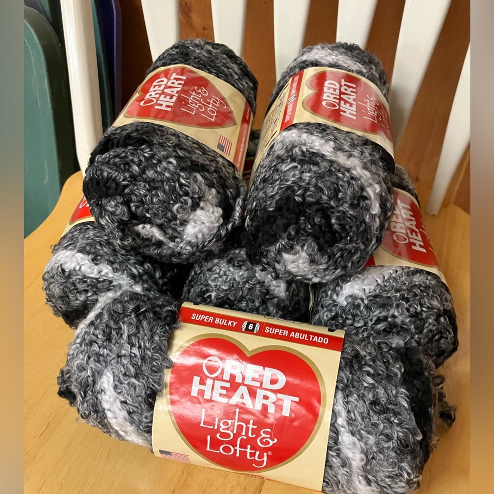 6 new skeins of Red Heart Light & Lofty “zebra stripe” color yarn